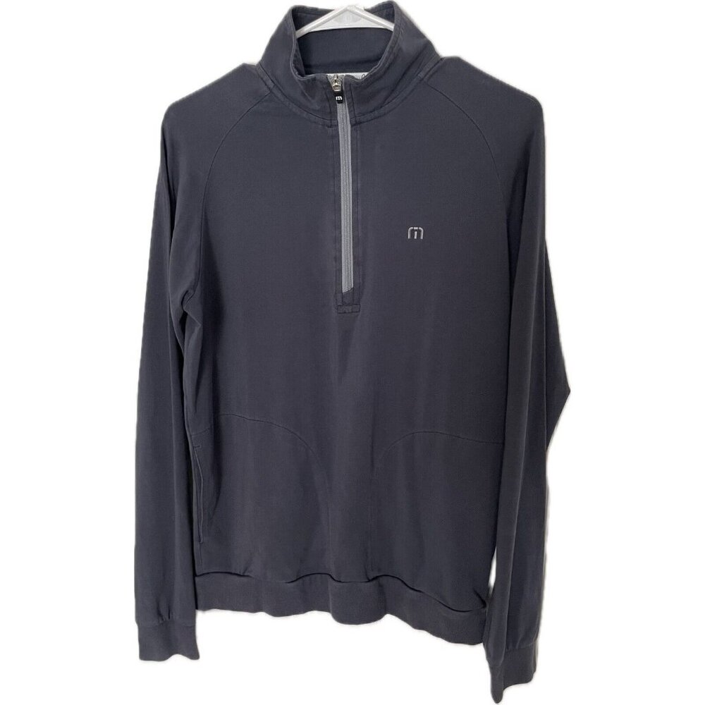 Travis Mathew Zachary 1/4 Zip Golf Pullover with Pockets Gray Small